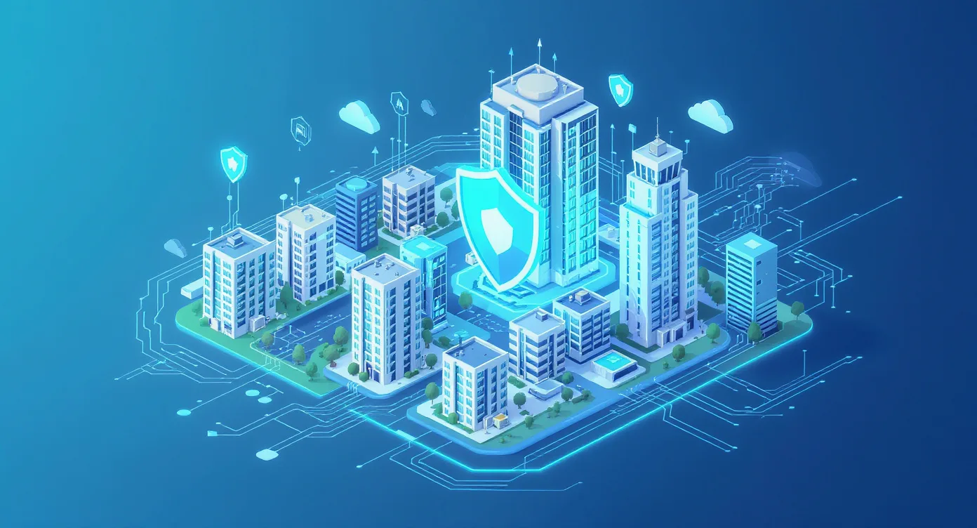 IT-Dienstleister für Hausverwaltung und Immobilienunternehmen Hamburg — isometrische Illustration