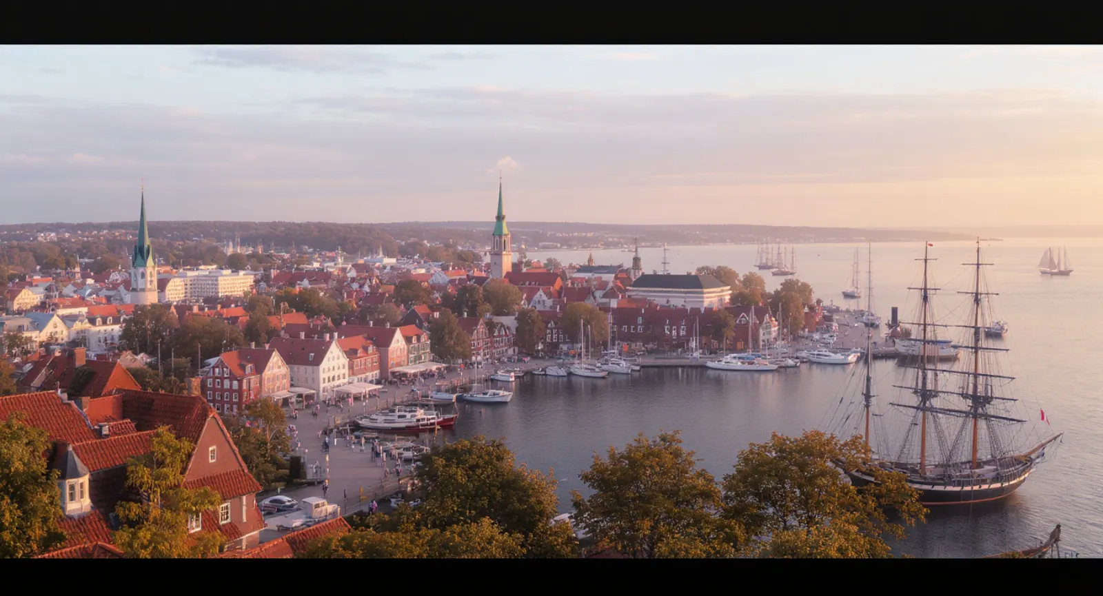Flensburger Förde mit Hafen und Nikolaikirche — IT-Dienstleister Flensburg hagel IT-Services