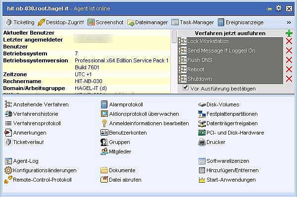 Kaseya Verwaltung der Rechner