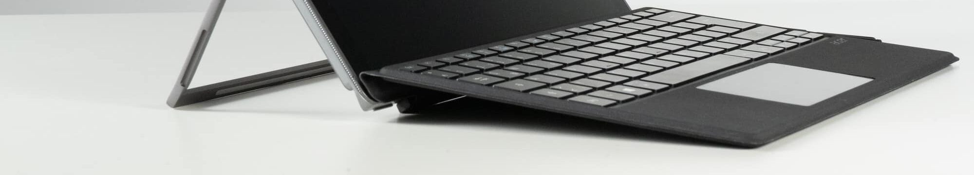 black and gray laptop computer with black screen